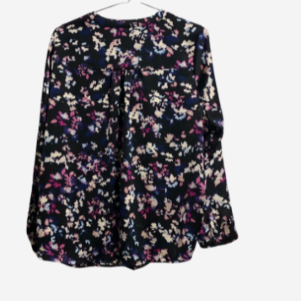 Lane Bryant Blouse Top Satin Ruched-Shoulder Women's Size 18 Blue Long Sleeves - Picture 3 of 4